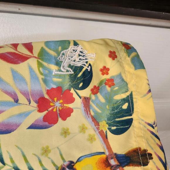 U.S. Polo Assn. Men's Vibrant Yellow Tropical Swim Shorts- Size Large - Picture 2 of 9